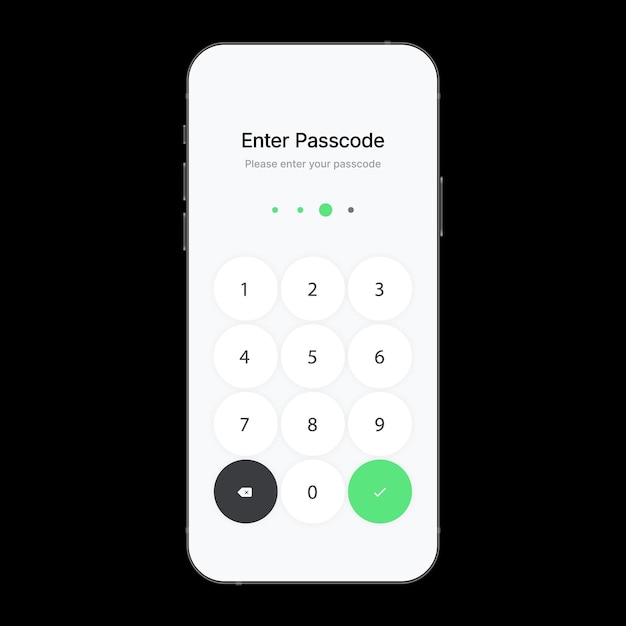 Simple Passcode Interface. Clean and Bright Template. Enter your Password. Vector illustration