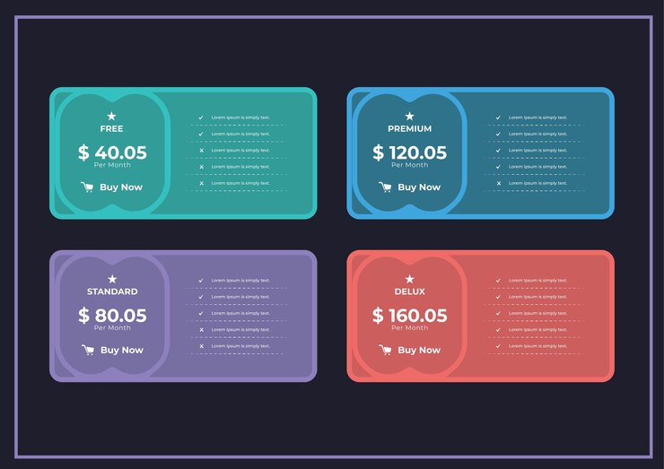 Simple pricing table design template for your business