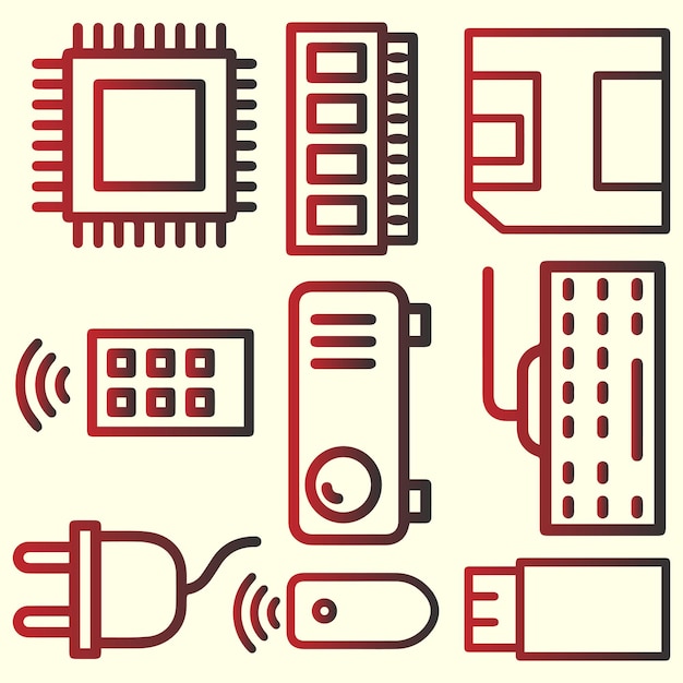simple set of computer components related vector