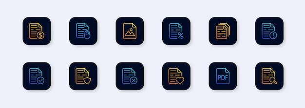 Simple set of vector line icons related to financial report Realistic documents icon Working documentation files Clipboard and folder Vector document symbol set