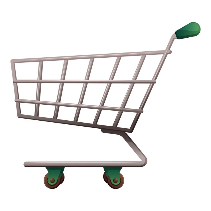 Vector simple supermarket grocery cart on transparent background vector illustration