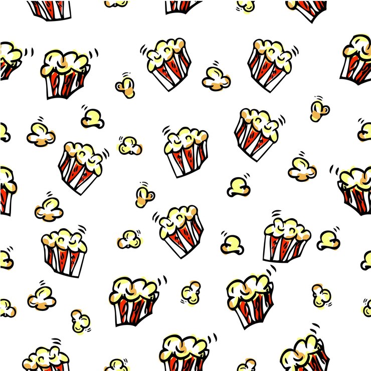 Simple Vector hand draw sketch Seamless Background Pop CornxA