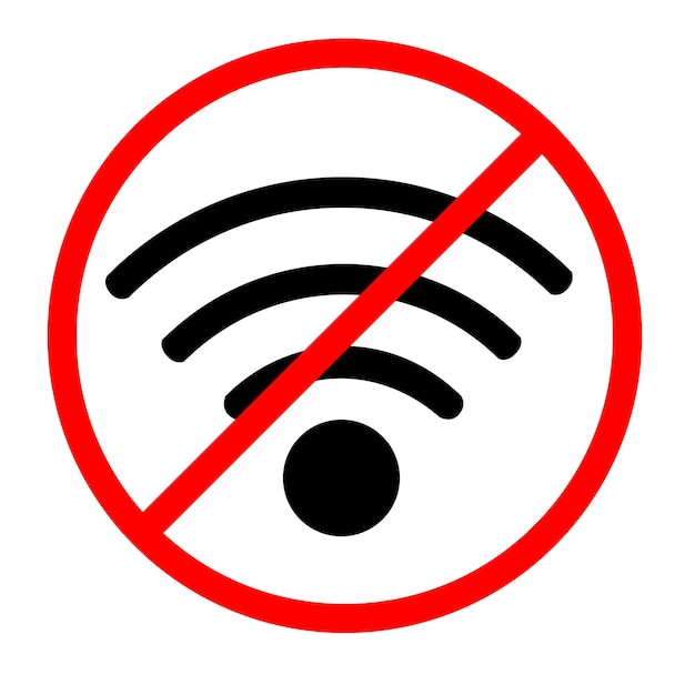 simple vector label sticker or sign for no wireless internet connection