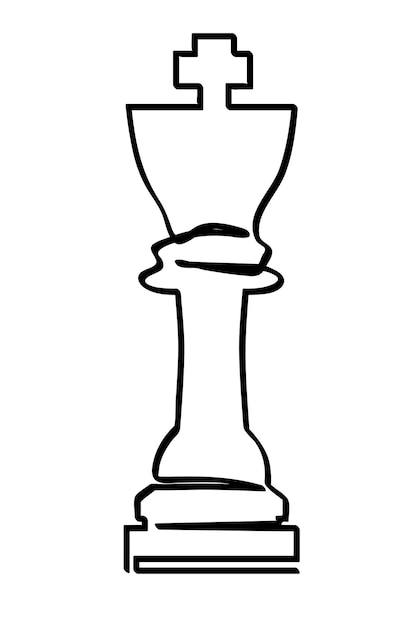 Simple vector sketch chess king single one line art continuous