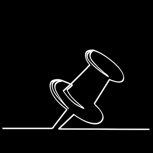 simple vector sketch push pin single one line art continuous