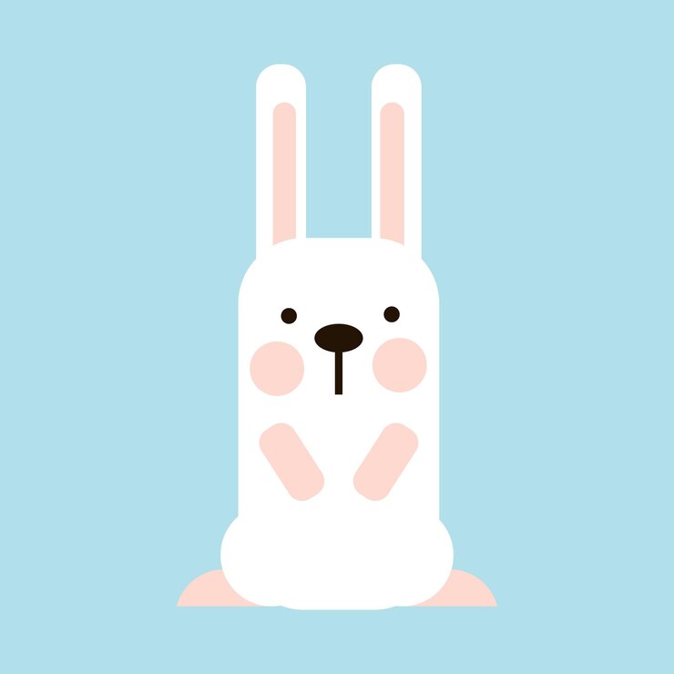 Simple white cute rabbit on blue backgroundSimple white cute rabbit on blue background. Vector isola