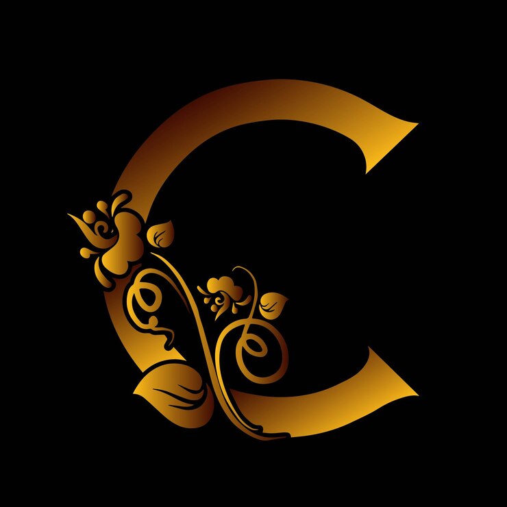 Vector single letter floral decoration art in golden effect vector illustration
