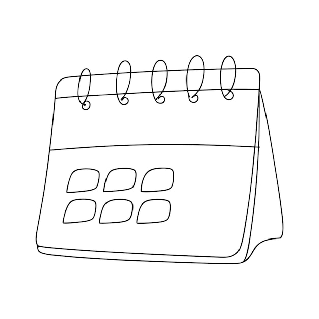 Single Line Art Table Calendar Outline Vector Month Date Wavy Frame Continuous Drawing Illustration