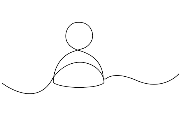 Single one line drawing Contact us icon concept Continuous line draw design graphic vector