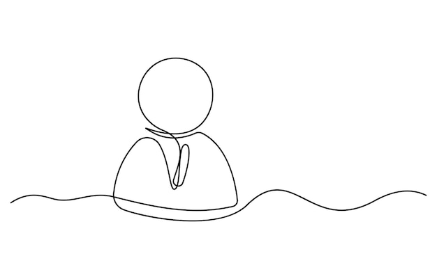Single one line drawing Contact us icon concept Continuous line draw design graphic vector