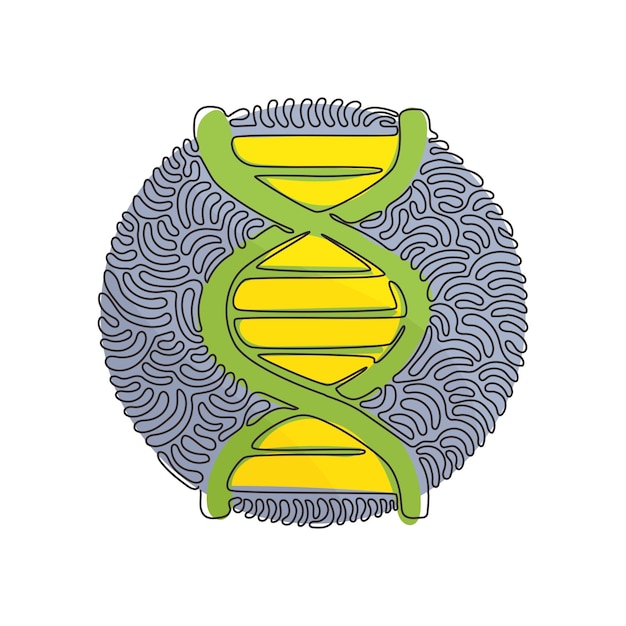 single one line drawing of dna icons life gene model bio code genetics chromosome medical symbol