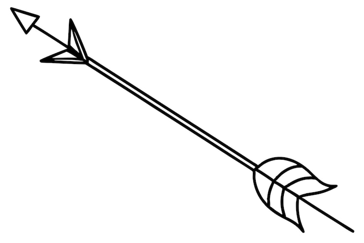 Vector single outline of cupids arrow silhouette vector illustration on white background