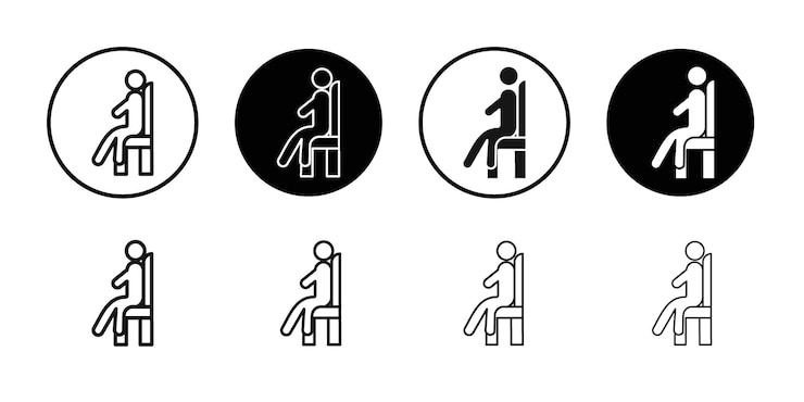 Vector sitting icon line art vector