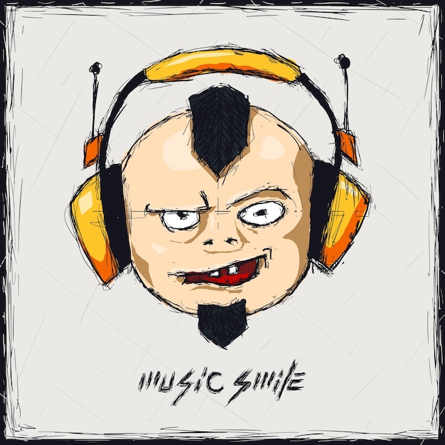 Sketch color illustration Sign Music smile