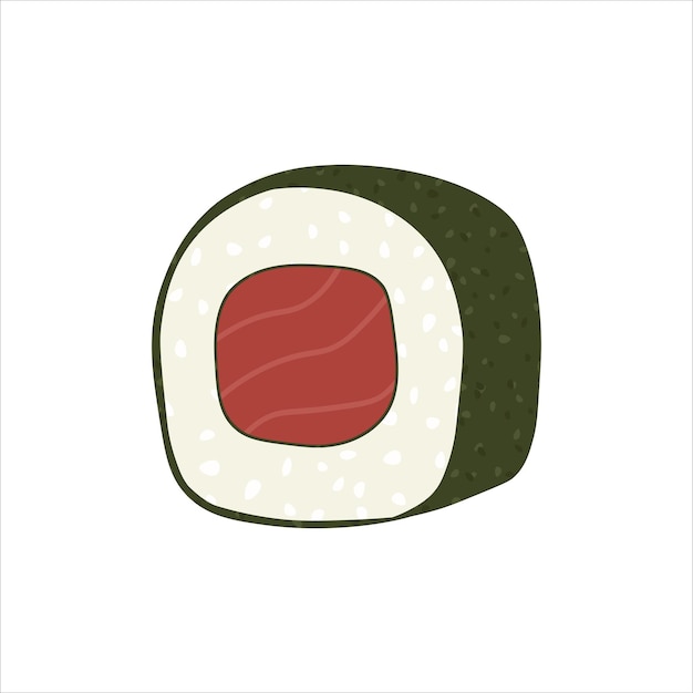 Sketch drawn vector illustration of sushi maki isolated on white background