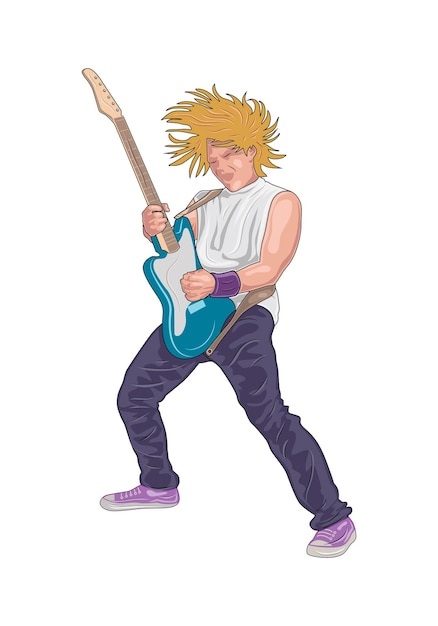 sketch guitarist player rock music entertainment vector illustration style isolated
