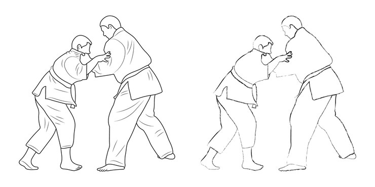 Sketch judoist judoka athlete duel fight judo different pack of sport figure silhouette outline