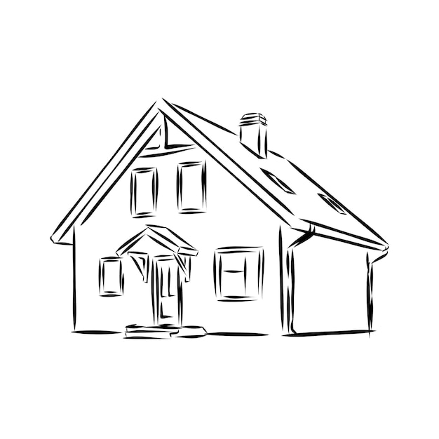 Sketch of house architecture Drawing free hand Vector illustration