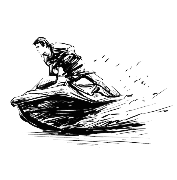 sketch of the jet boat hand draw