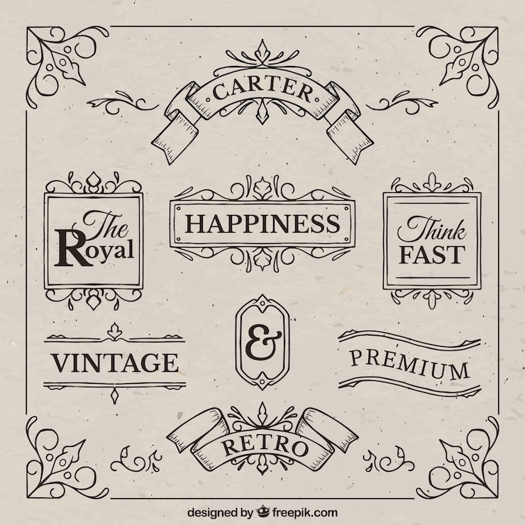 Vector sketches ribbons pack in vintage design