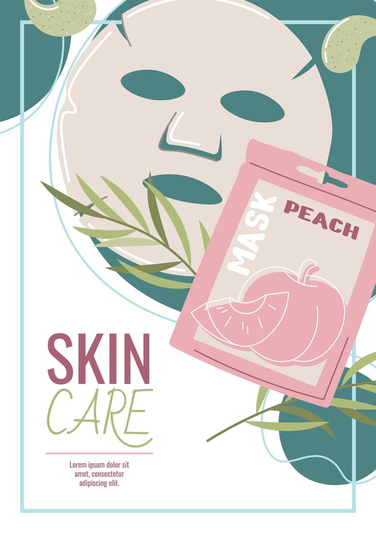 Vector skin care flyer design poster with cosmetic products face mask facial skin care skin moisturizing banner for beauty salon spa etc