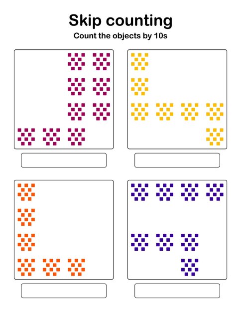 Skip counting - count the objects by 10s.