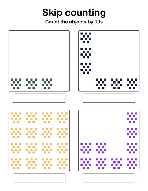 Skip counting - count the objects by 10s