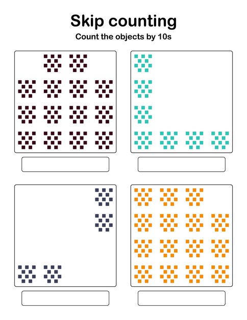 Skip counting - count the objects by 10s