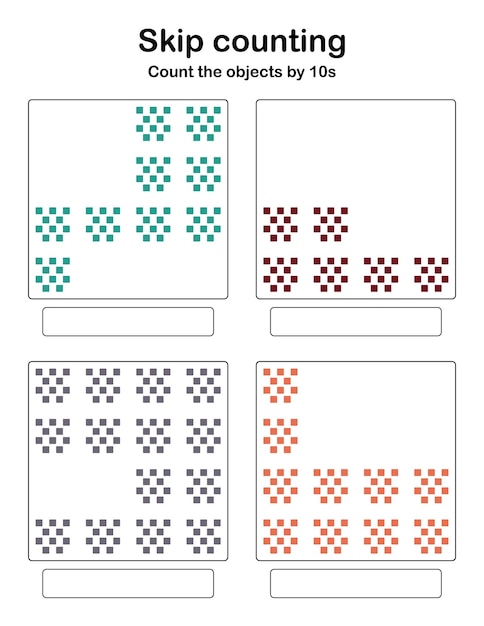 Skip counting - count the objects by 10s