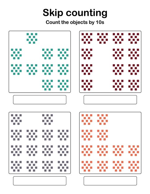 Skip counting - count the objects by 10s