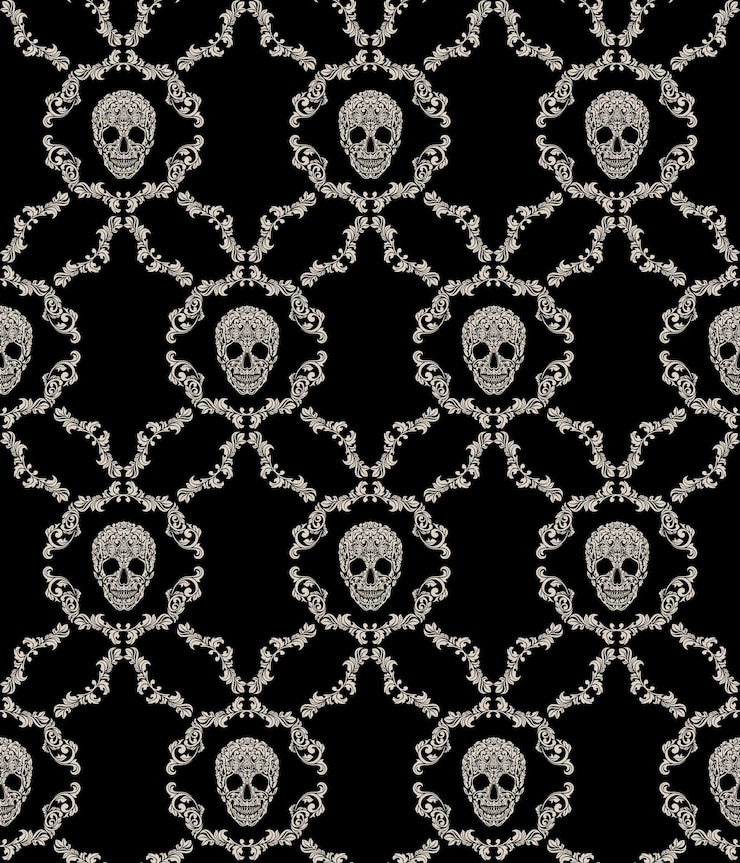 Vector skull ornamental seamless pattern vector illustration