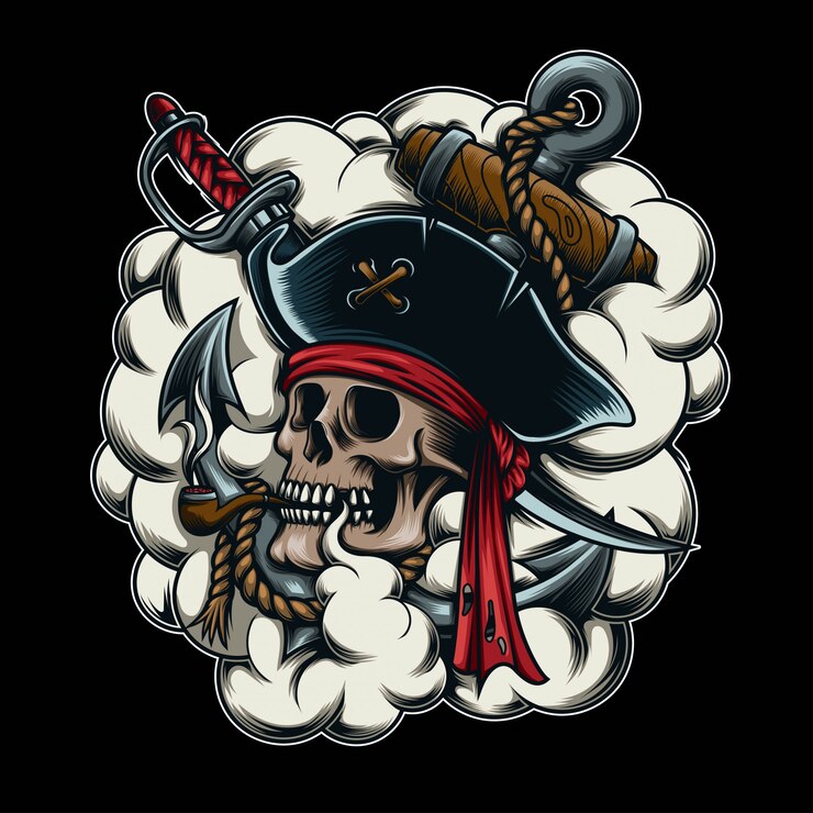 Vector skull pirate