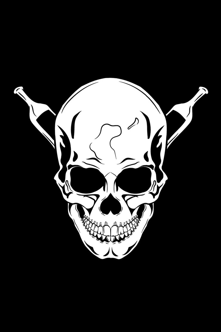 Vector skull with beer bottle vector illustration