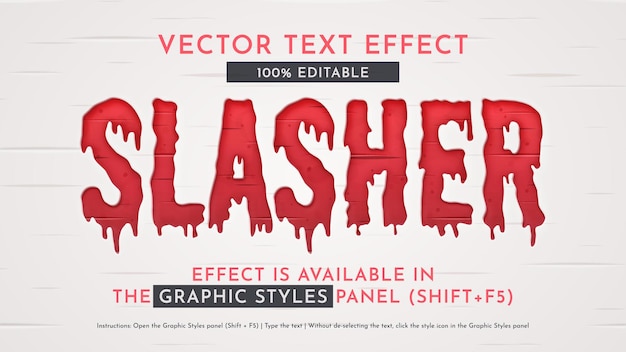 slasher text effect graphic style vector mockup and template slogan and brand company