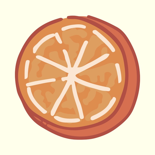 Slice of orange fruit clipart Citrus exotic fruit doodle isolated on white Colored vector illustration in cartoon style