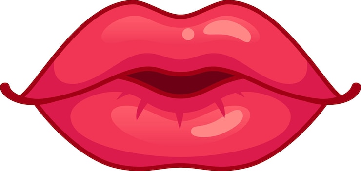 Vector slightly opened woman39s red glossy lips are showing kissing or talking expression