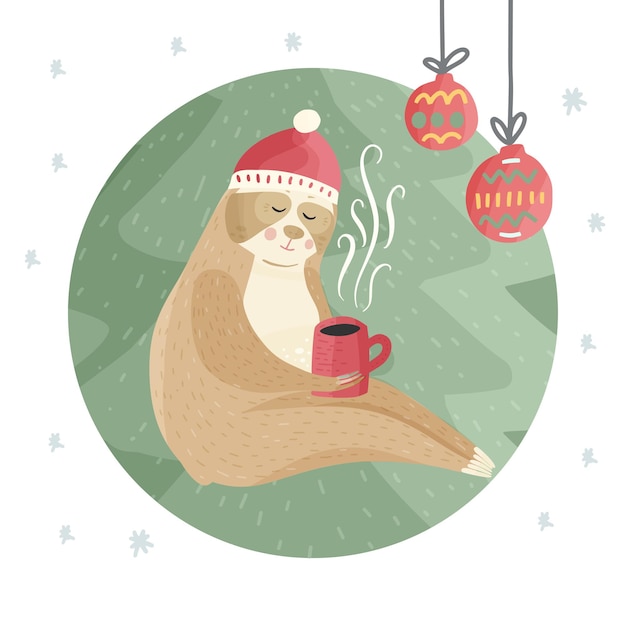 Sloth drinking coffee
