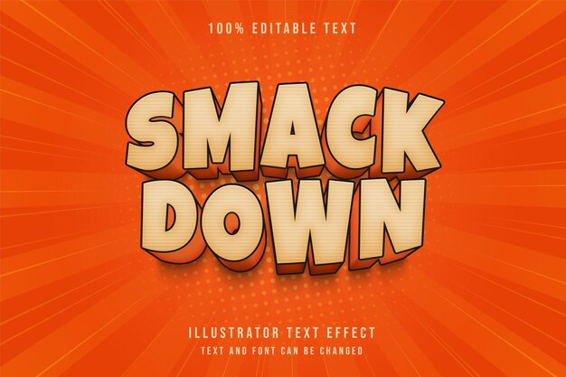 Smack down,3d editable text effect cream gradation orange shadow comic text style
