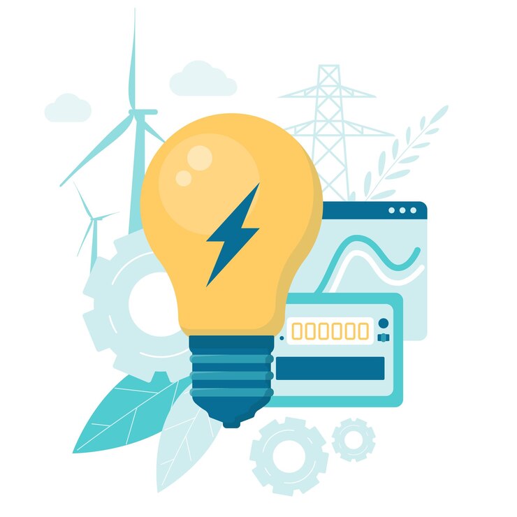 Vector smart energy consumption concept flat cartoon vector illustration