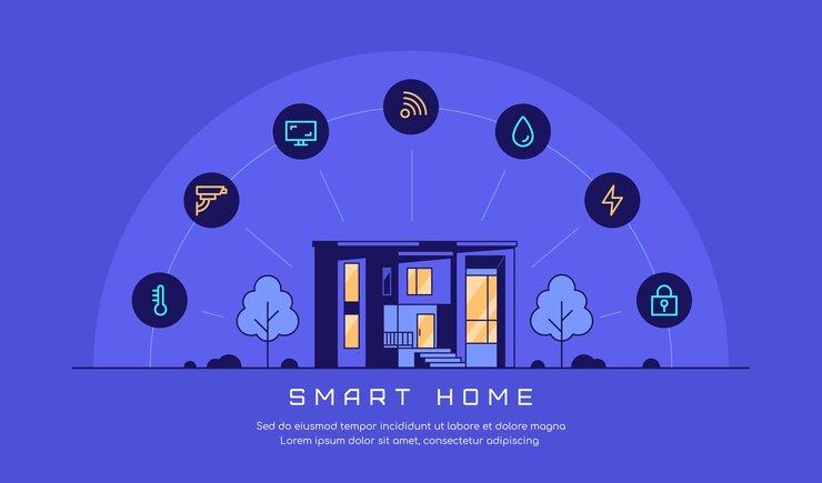 Vector smart house concept banner