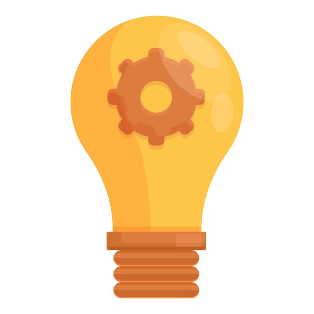 Smart lightbulb gear icon Cartoon of Smart lightbulb gear vector icon for web design isolated on white background