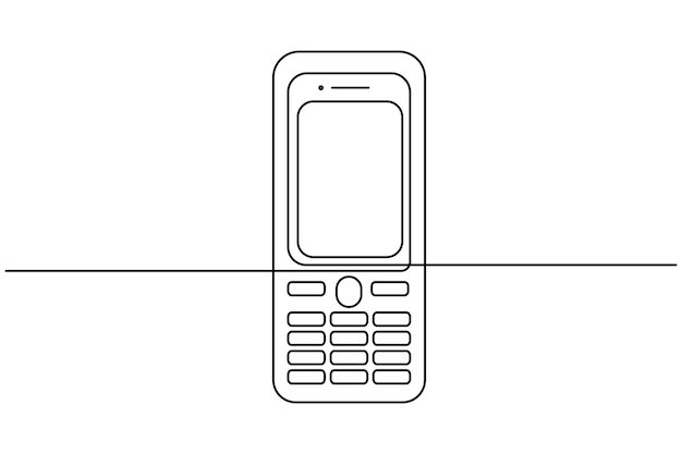 Smart phone continuous line drawing of isolate outline simple vector icon
