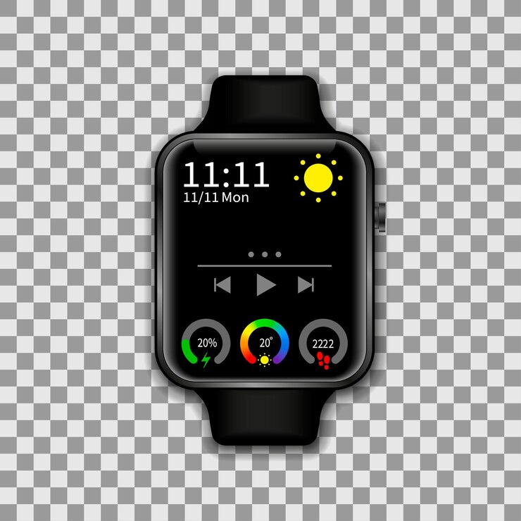 Smart watch with black bracelet