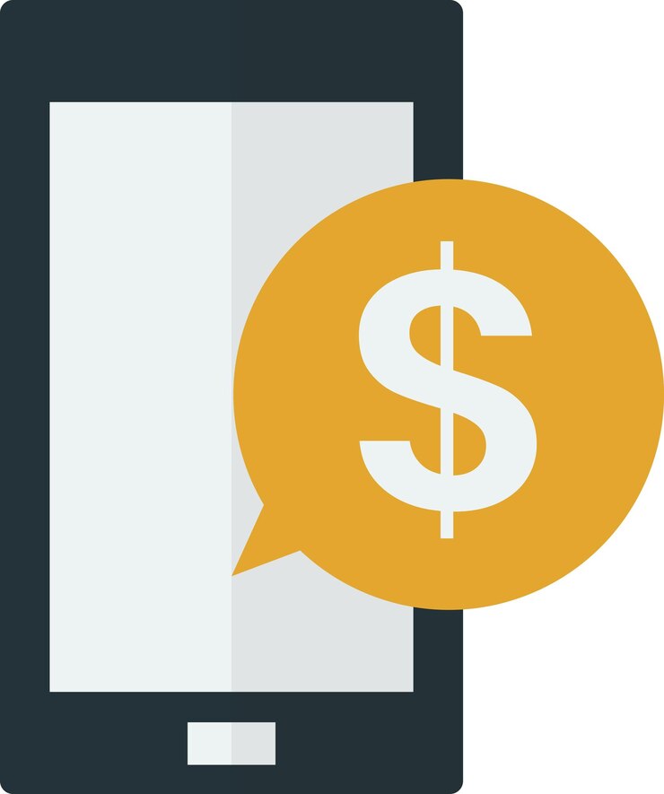 Vector smartphone and money illustration in minimal style