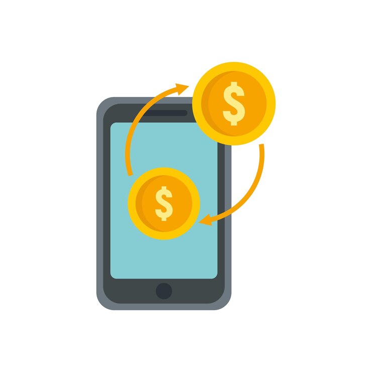 Vector smartphone money transfer icon flat illustration of smartphone money transfer vector icon isolated on white background
