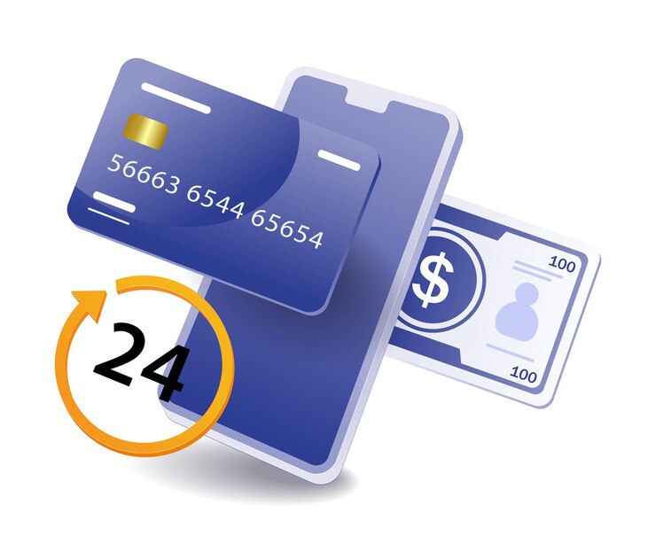 Vector smartphone with credit card and cash