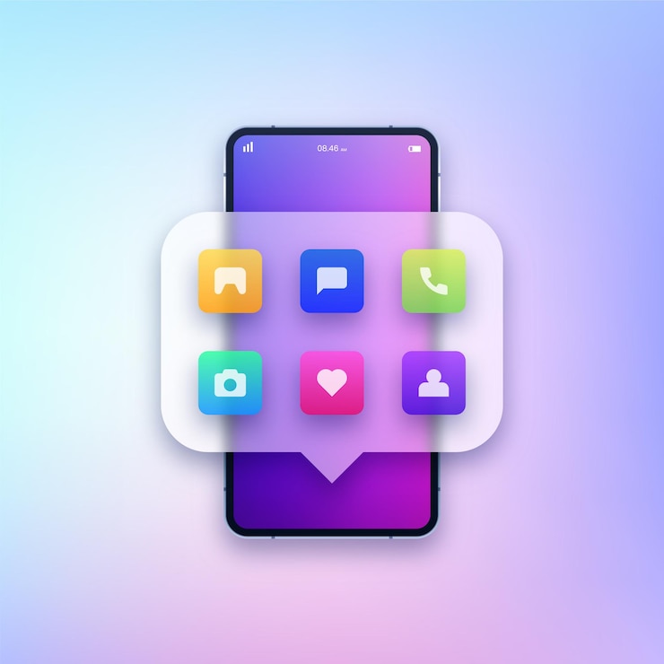 Vector smartphone with different apps illustration