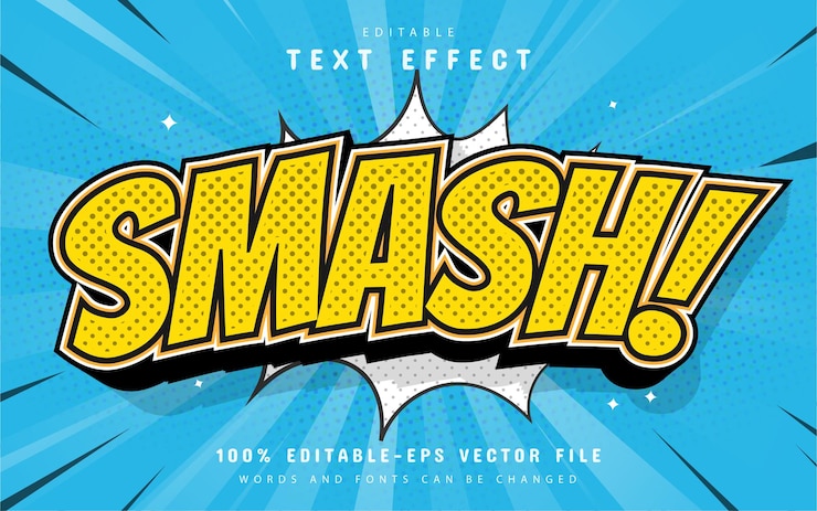 Vector smash text effect comic style