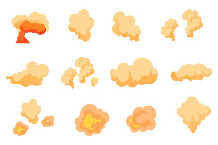 Vector smell cloud stink poison smoke gas isolated set concept graphic design illustration