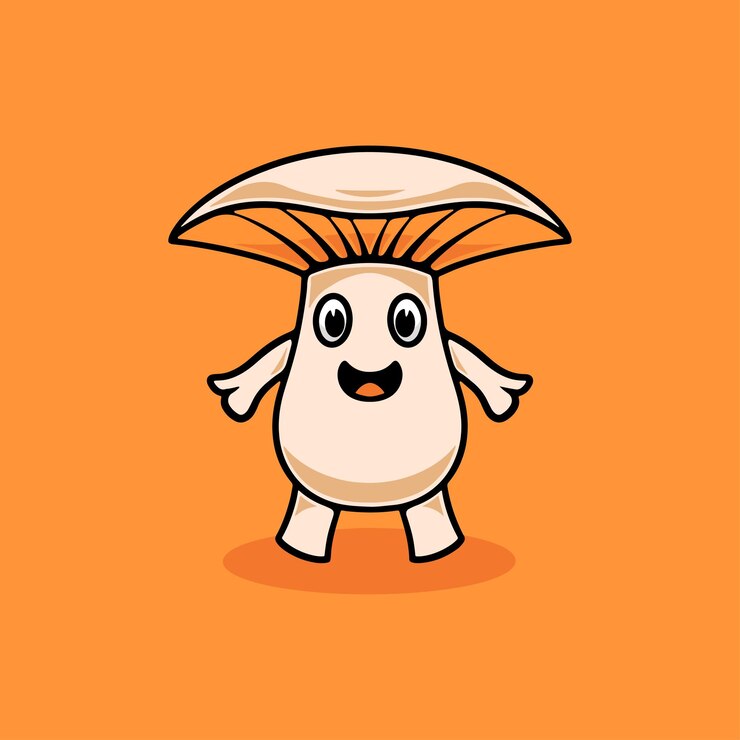 Vector smiling japanese shiitake mushroom illustration